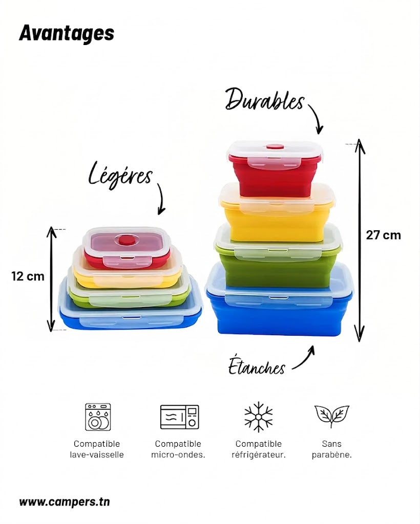 4-Piece Foldable Silicone Food Container Set