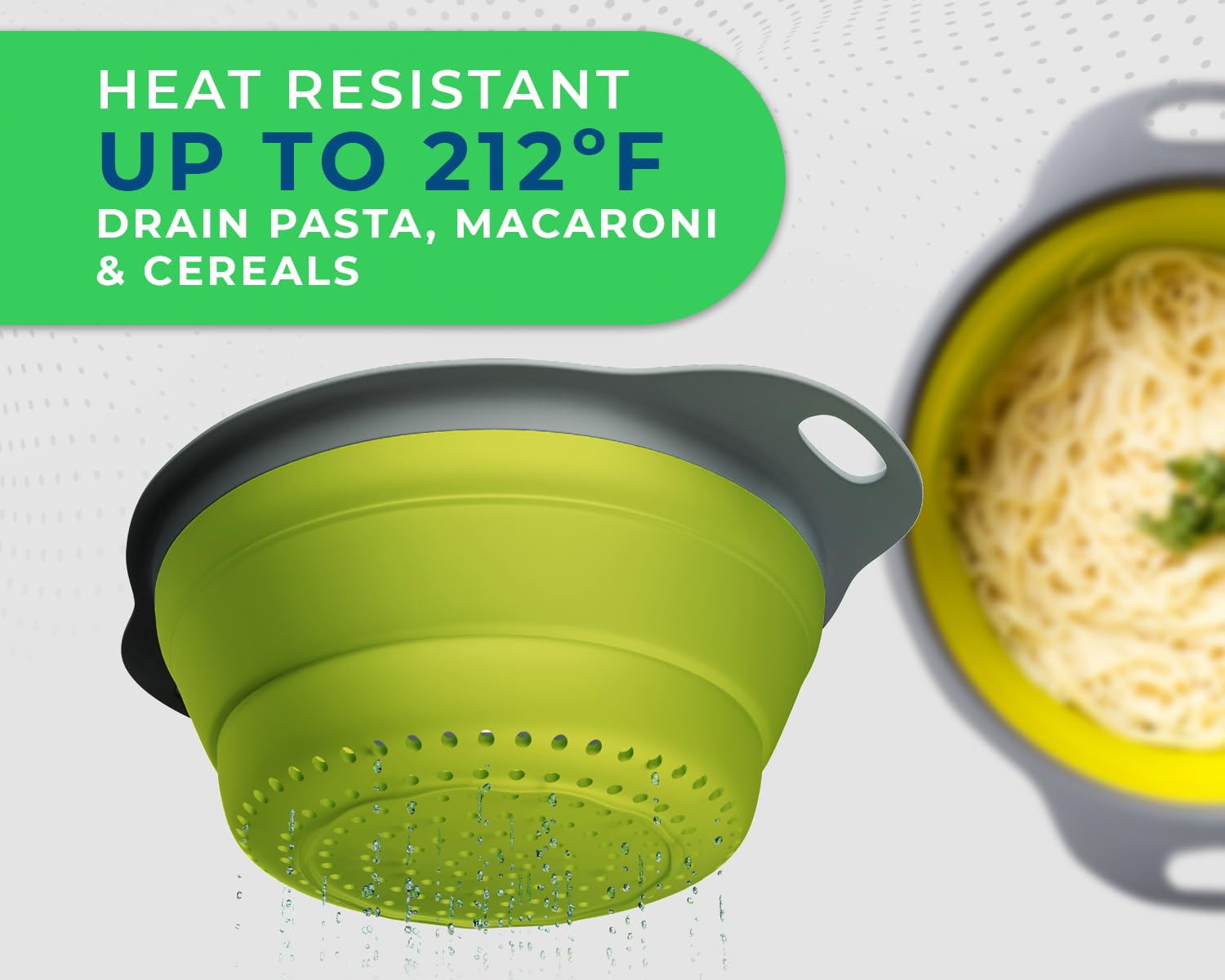2-Piece Foldable Silicone Colander Set (Large + Small)