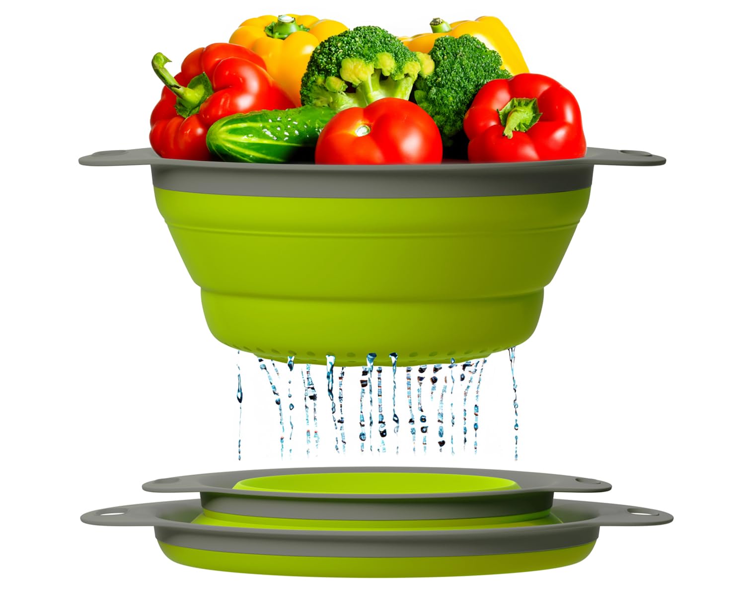 2-Piece Foldable Silicone Colander Set (Large + Small)