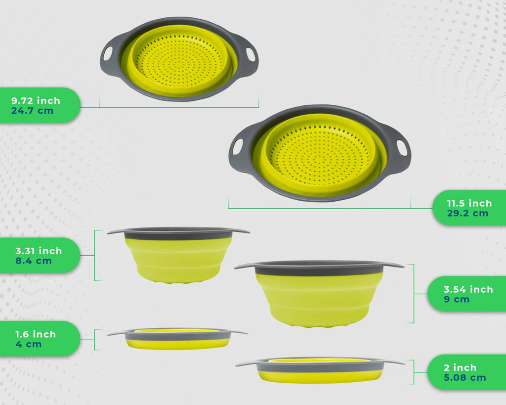 2-Piece Foldable Silicone Colander Set (Large + Small)