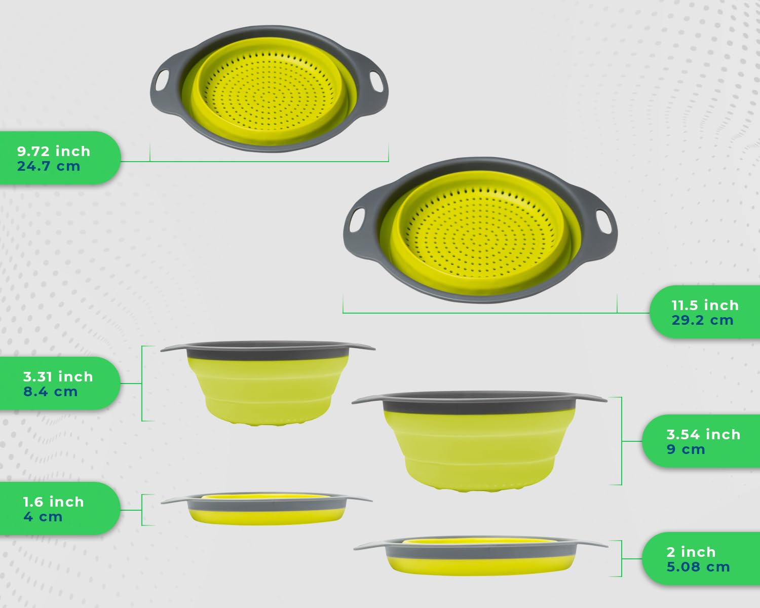 2-Piece Foldable Silicone Colander Set (Large + Small)