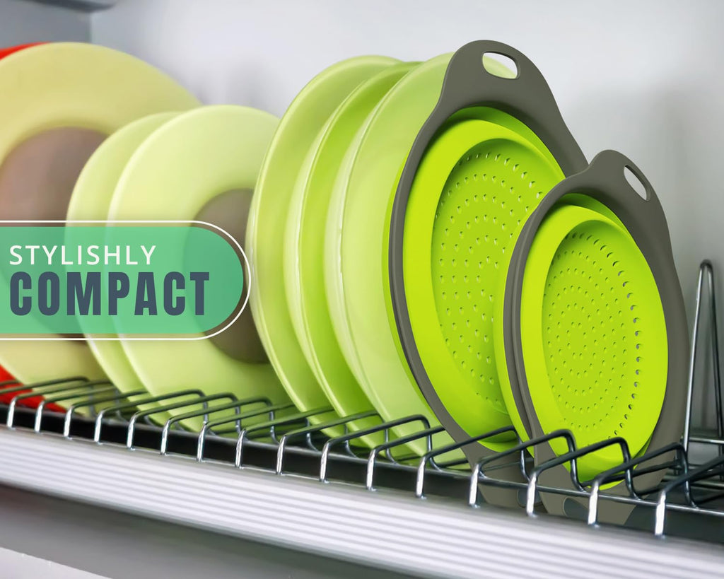 2-Piece Foldable Silicone Colander Set (Large + Small)