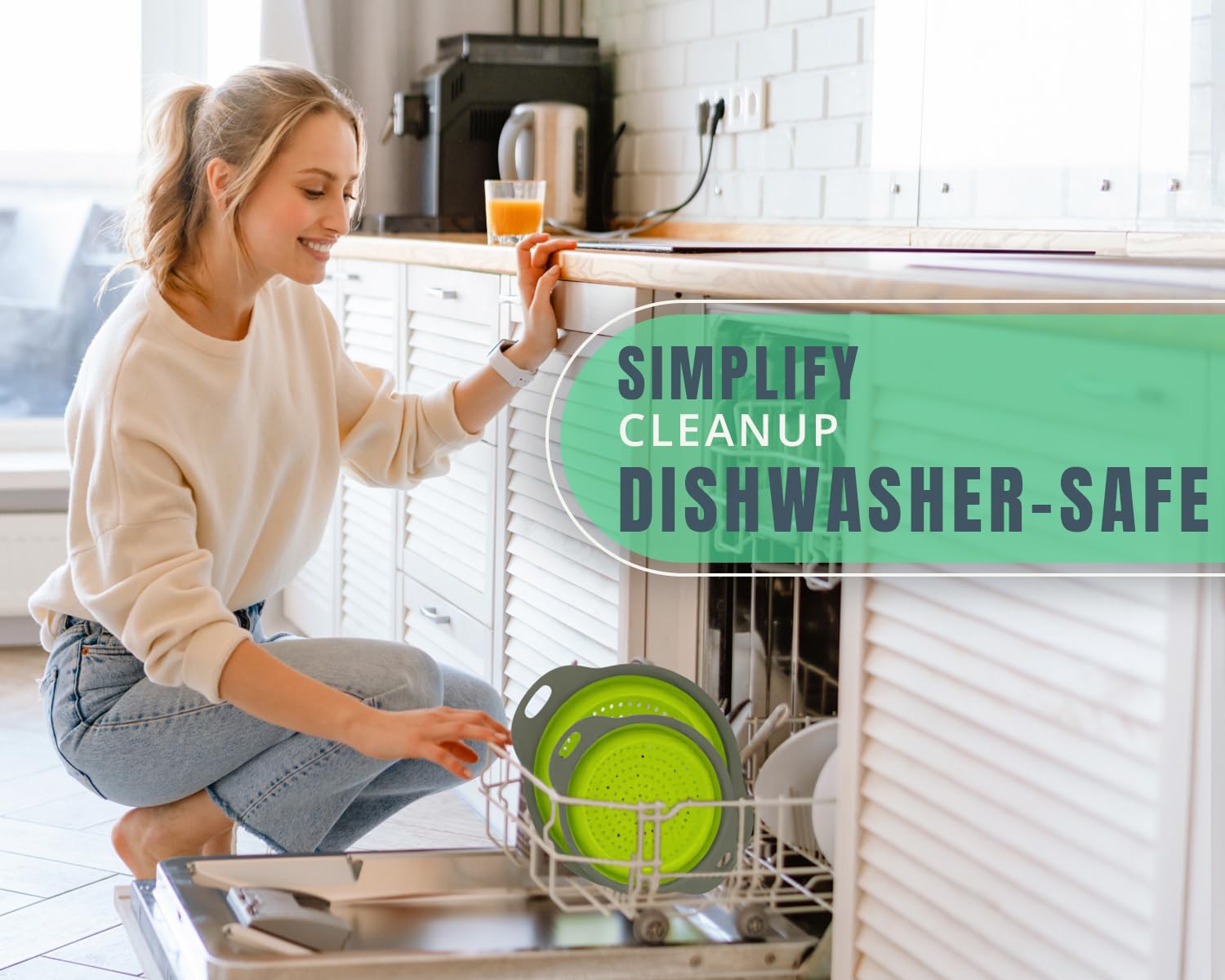 2-Piece Foldable Silicone Colander Set (Large + Small)