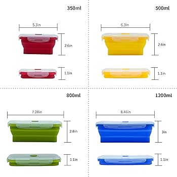 4-Piece Foldable Silicone Food Container Set