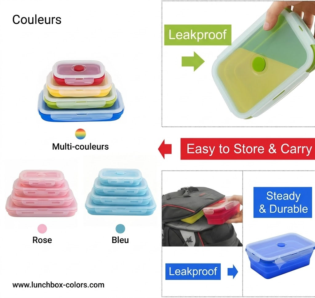 4-Piece Foldable Silicone Food Container Set